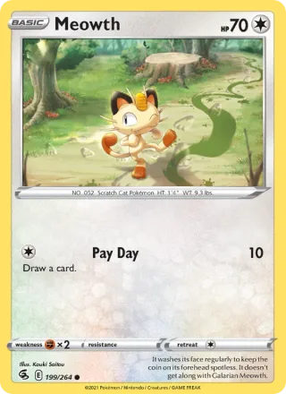 Meowth #199 · Fusion Strike Pokémon card