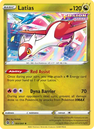 Latias #193 · Fusion Strike Pokémon card