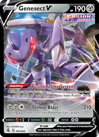 Genesect V #185 · Fusion Strike Pokémon card