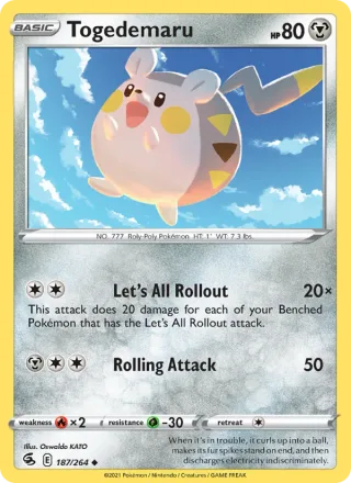 Togedemaru #187 · Fusion Strike Pokémon card
