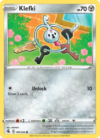 Klefki #186 · Fusion Strike Pokémon card