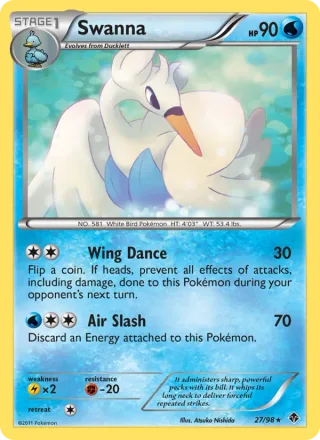 Swanna #27 · Emerging Powers Pokémon card