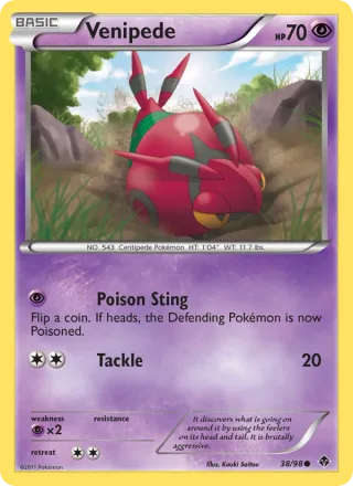 Venipede #38 · Emerging Powers Pokémon card