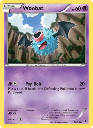 Woobat #36 · Emerging Powers Pokémon card