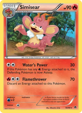 Simisear #19 · Emerging Powers Pokémon card