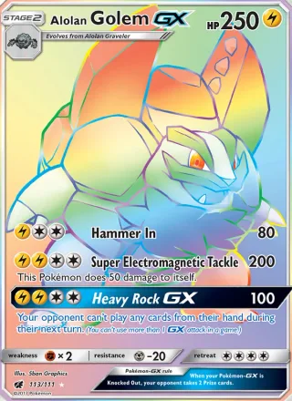 Alolan Golem GX #113 · Crimson Invasion Pokémon card