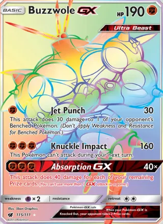 Buzzwole GX #115 · Crimson Invasion Pokémon card