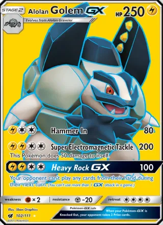 Alolan Golem GX #102 · Crimson Invasion Pokémon card