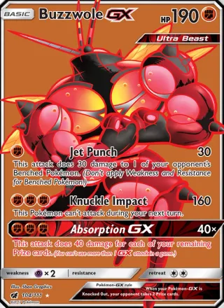 Buzzwole GX #104 · Crimson Invasion Pokémon card