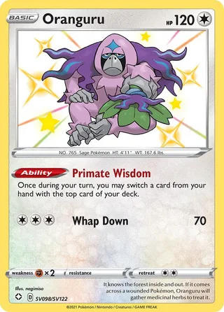 Oranguru #SV098 · Shining Fates Shiny Vault Pokémon card
