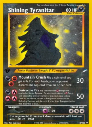 Shining Tyranitar #113 · Neo Destiny Pokémon card