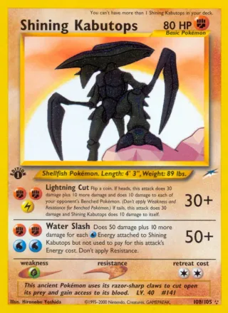 Shining Kabutops #108 · Neo Destiny Pokémon card