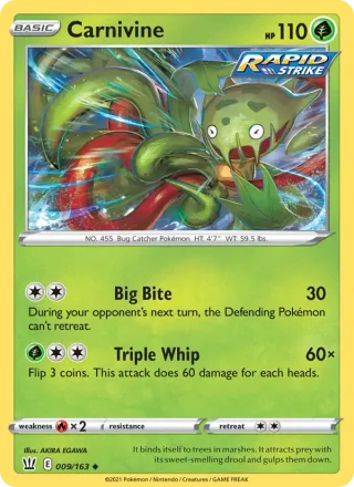 Carnivine #9 · Battle Styles Pokémon card