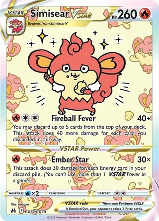 Simisear VSTAR #GG37 · Crown Zenith Galarian Gallery Pokémon card