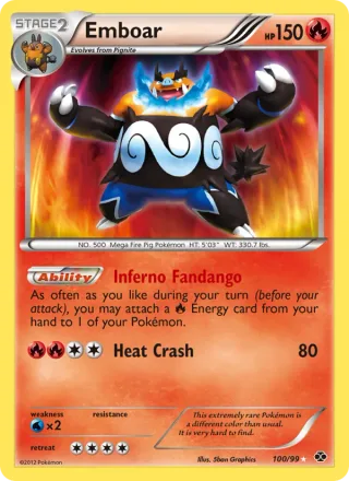 Emboar #100 · Next Destinies Pokémon card
