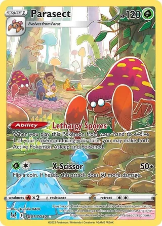 Parasect #TG01 · Lost Origin Trainer Gallery Pokémon card
