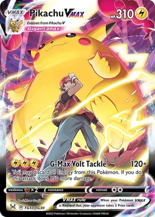 Pikachu VMAX #TG17 · Lost Origin Trainer Gallery Pokémon card