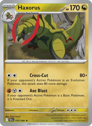 Haxorus #070 · Black Bolt Pokémon card