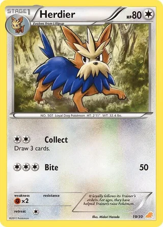 Herdier #19 · BW trainer Kit (Excadrill) Pokémon card