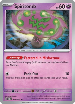 Spiritomb #089 · Paldea Evolved Pokémon card