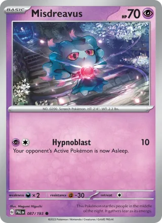 Misdreavus #087 · Paldea Evolved Pokémon card