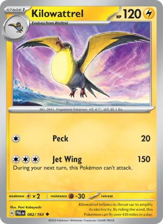 Kilowattrel #082 · Paldea Evolved Pokémon card