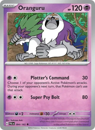 Oranguru #094 · Paldea Evolved Pokémon card