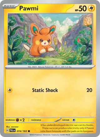 Pawmi #074 · Paldea Evolved Pokémon card