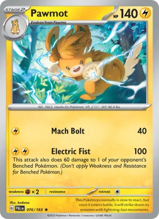 Pawmot #076 · Paldea Evolved Pokémon card