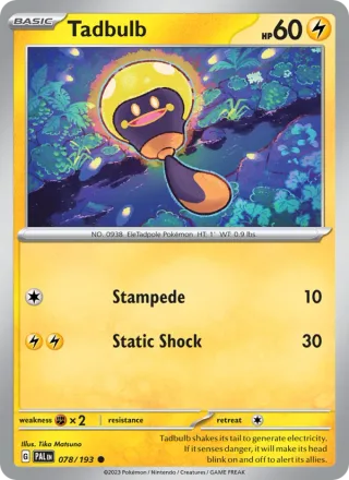 Tadbulb #078 · Paldea Evolved Pokémon card