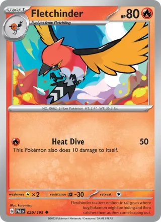 Fletchinder #029 · Paldea Evolved Pokémon card