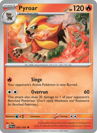 Pyroar #032 · Paldea Evolved Pokémon card