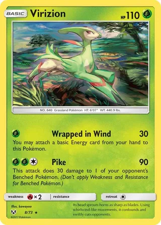 Virizion #8 · Shining Legends Pokémon card