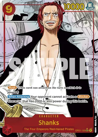 Shanks (Alternate Art) #OP01-120-alternate-art · Premium Booster -The Best- One Piece card