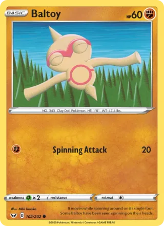 Baltoy #102 · Sword & Shield Pokémon card