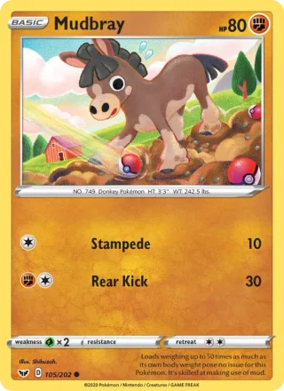 Mudbray #105 · Sword & Shield Pokémon card