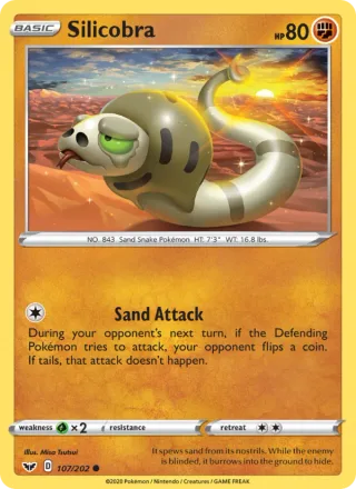 Silicobra #107 · Sword & Shield Pokémon card