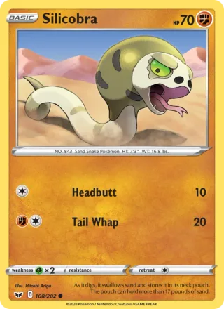 Silicobra #108 · Sword & Shield Pokémon card