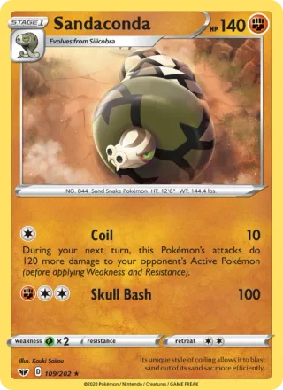 Sandaconda #109 · Sword & Shield Pokémon card