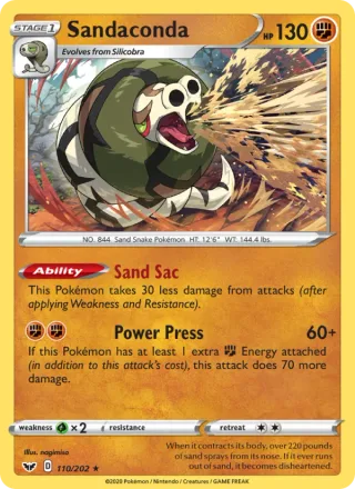 Sandaconda #110 · Sword & Shield Pokémon card
