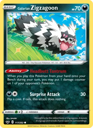 Galarian Zigzagoon #117 · Sword & Shield Pokémon card