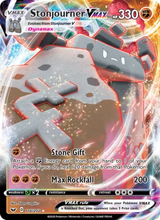 Stonjourner VMAX #116 · Sword & Shield Pokémon card
