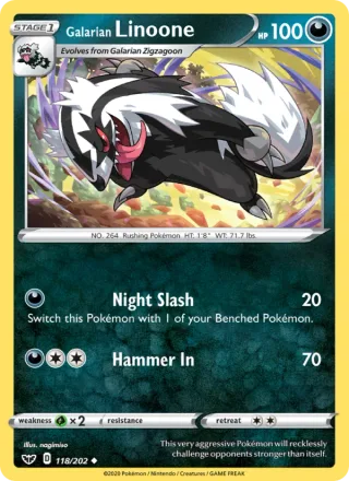 Galarian Linoone #118 · Sword & Shield Pokémon card