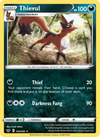 Thievul #126 · Sword & Shield Pokémon card