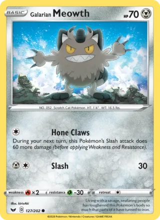 Galarian Meowth #127 · Sword & Shield Pokémon card