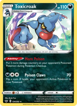 Toxicroak #124 · Sword & Shield Pokémon card