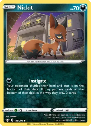 Nickit #125 · Sword & Shield Pokémon card