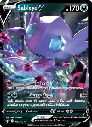 Sableye V #120 · Sword & Shield Pokémon card