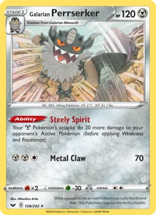 Galarian Perrserker #128 · Sword & Shield Pokémon card