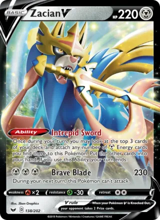 Zacian V #138 · Sword & Shield Pokémon card